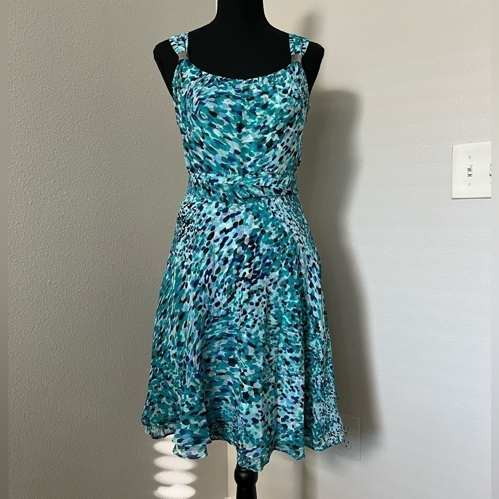 White House Black Market TNK Soft Confetti Sundress Turquoise